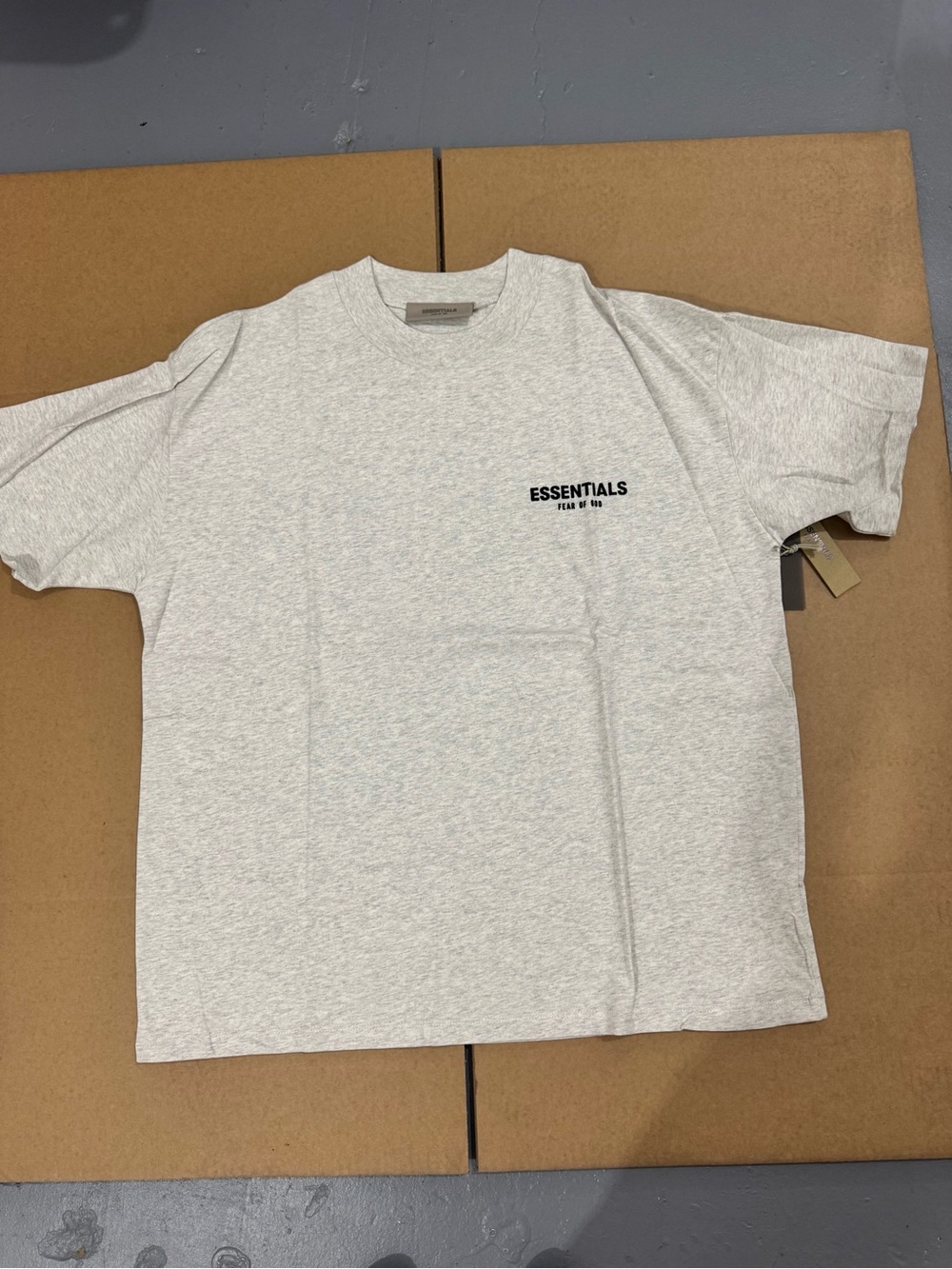 Essentials Heather Gray Short Sleeve Tee with Black Chest Logo